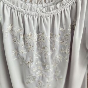 White House Black Market White Embroidered Off-Shoulder Blouse